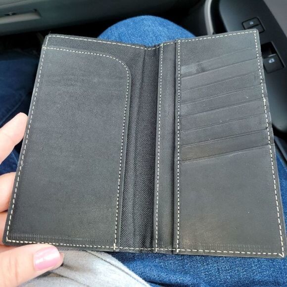 Handmade leather red and black with cowhide wallet - Picture 4 of 4